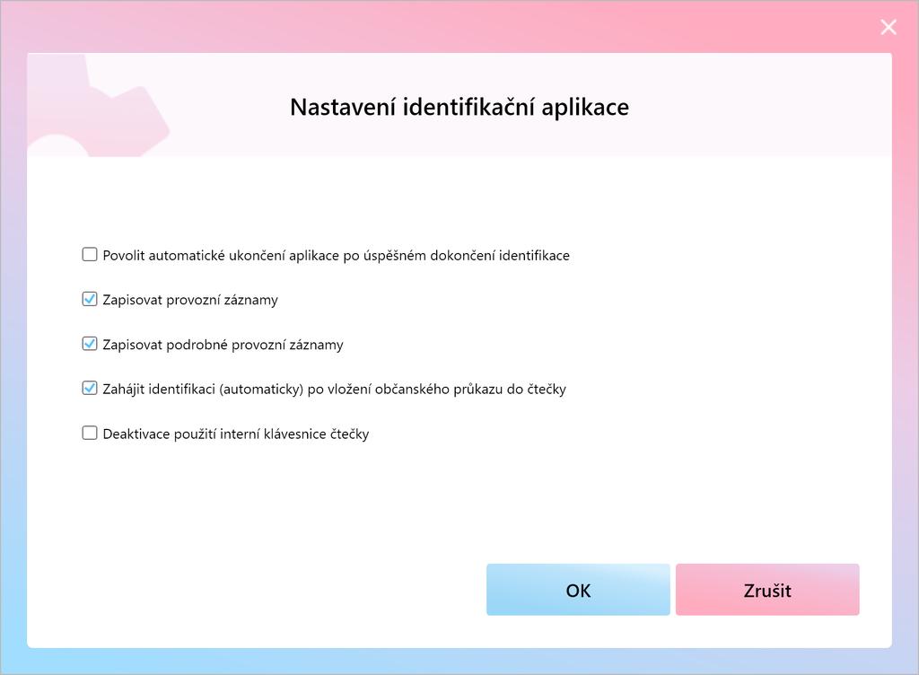 11. UŽIVATELSKÉ NASTAVENÍ APLIKACE Uživatel si může pomocí sady parametrů nastavit, jak se bude aplikace v průběhu identifikace chovat.