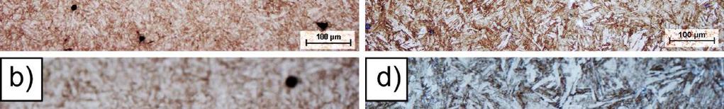 Mikrostruktura materiálů byla dokumentována při celkovém zvětšení 200x, 500x a 1000x. Tepelné zpracování obou vzorku je totožné.