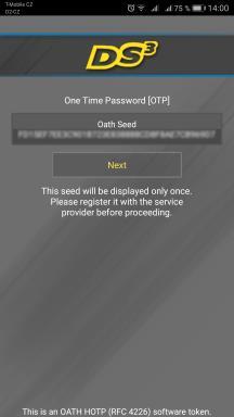 5.3.3. DS3 OATH (Android, ios) Pozor! Tato aplikace byla bez problémů otestována na mobilním telefonu s Androidem 7 a na tabletu ipad s ios 9.