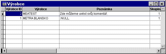 WinQbase 3.08 MEATEST 2.2 Parametry evidenčního listu Funkce umožňuje nastavení číselníků pro evidenční listy. Číselníky jsou samostatné databáze obsahující např. jména všech výrobců měřidel.