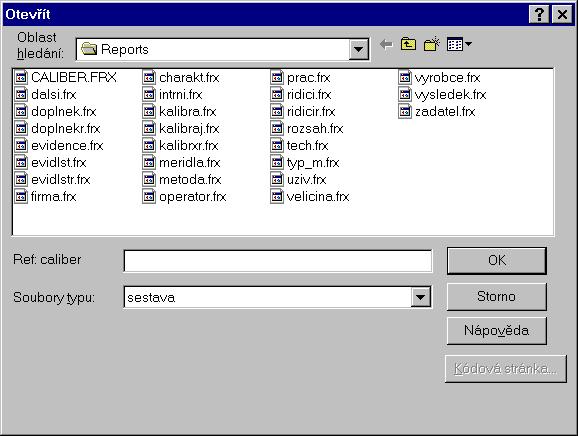 MEATEST WinQbase 3.08 4.5 Import tiskových sestav Umožňuje načíst vytvořenou tiskovou sestavu. Všechny tiskové sestavy dodávané s programem jsou umístěny v adresáři \WinQbase\Reports\.