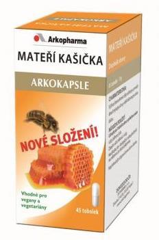 5.4 Vybrané volně prodejné produkty obsahující mateří kašičku dostupné v lékárně Arkokapsle Mateří kašička 45 kapslí Mateří kašička obsahuje vysoký obsah vitamínů hlavně ze skupiny B, rovněž také
