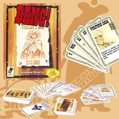 Počet hráčů: 4-7 hráčů Herní doba: 30-45 minut Bang Vás přenese na divoký západ, kde se stanete se účastníky nekonečného souboje šerifa a banditů.