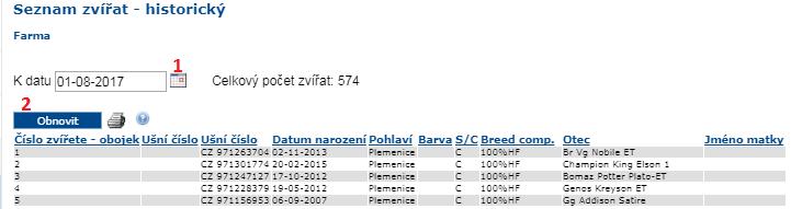 poklikem pravou myší na nadpis sloupce, dle kterého chceme filtrovat - Seznam k datu 1