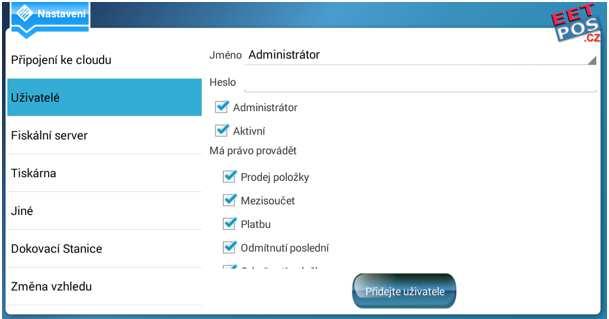 2.3. Připojení ke cloudu Tato služba je zpoplatněna a není součástí jednorázové licence. Pro nastavení informací pro server je nutné zapnout připojení ke cloudu.