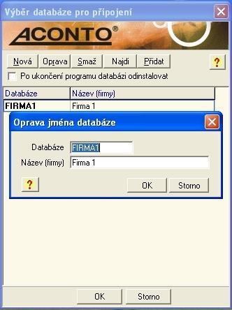zadáme jméno Databáze (na prvním místě zleva písmeno, ostatní mohou být písmena i číslice bez diakritiky, max.