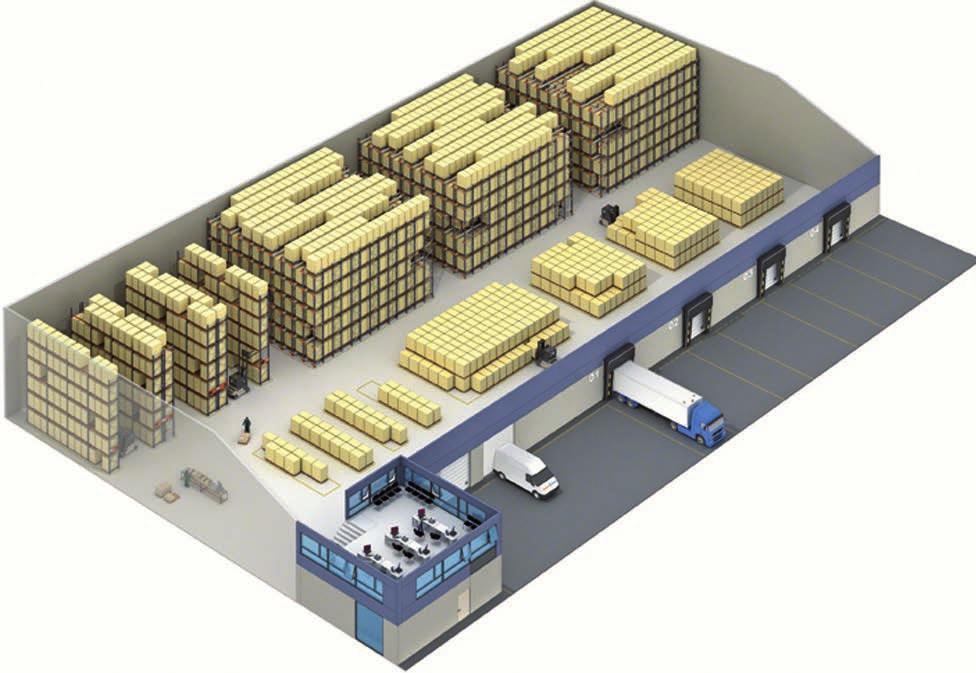 Skladovací zhušťovací poloautomatický systém Pallet Shuttle Tři skladovací bloky se zhušťováním prostřednictvím poloautomatického Pallet Shuttlem určené pro produkty B se střední spotřebou. 2.