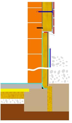 18: Řez v provedení soklu, varianta 1 1. Zdivo 2. Lepicí malta quick-mix RKS 3. Tepelný izolant 4.