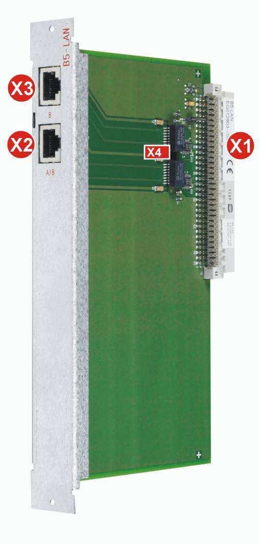 10.3 B5-LAN síťová karta Slouží pro neredundantní připojení ústředen Integral IP a PC aplikací. Modul obsahuje dvě rozhraní 100 Base TX. Modul může být použit pouze v pozici 2 držáku zásuvných modulů.