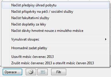 Hlavní okno modulu Sociální část Karta klienta sekce Vyúčtování záložka Nastavení tlačítko Opravit volba Zahrnovat do hromadného vyúčtování) Jestliže již máte založen měsíc a na kartě klienta