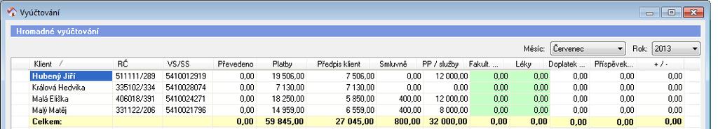 U klientů, kteří jsou na hromadné výplatnici, může program automaticky při uzavření výplatnice vygenerovat jejich platby za pobyt.