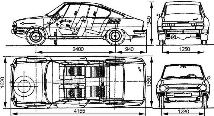 Rozměrový náčrtek vozu Škoda