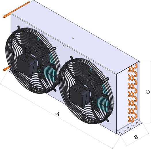 KONDENZÁTOR LU-VE HTS Kondenzátor externí Standardní provedení kondenzátoru s AC ventilátory KONDENZÁTORY KE HTS LU-VE Ventilátor Rozteč lamel (mm) Výkon (W) DT 15 K Průtok vzduchu (m 3 /h) Max.