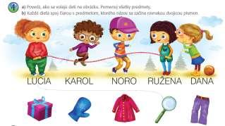 Návrh prípravy na vyučovaciu hodinu číslo 24 Pri vypracovaní úlohy v šlabikári nadviažeme na predchádzajúcu skupinovú prácu. Žiaci (učiteľ) prečítajú mená detí na obrázku.