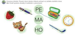 Návrh prípravy na vyučovaciu hodinu číslo 27 Šlabikár, strana 30, úloha 2 určovanie poslednej hlásky slova Žiakom vysvetlíme zadanie. Spoločne pomenujú všetky obrázky.
