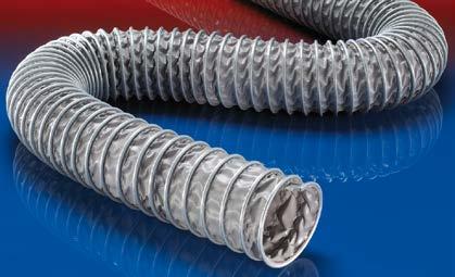 PVC, EVA a PE sací hadice / dopravní hadice CP PVC 465 Flex FLAME RETARD +15% 1 Hadice svorkového profilu z PVC (do +110 C) Aplikace: flexibilní hadice na horký vzduch, prach, sypké materiály a