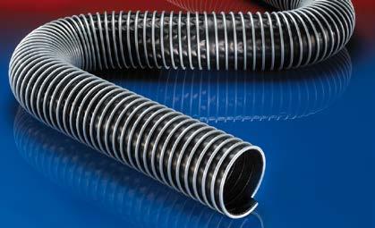 PVC, EVA a PE sací hadice / dopravní hadice CP PE 457 EC Flex AS Ex EL +15% 1 Elektricky vodivá hadice svorkového profilu z polyetylénu Aplikace: flexibilní hadice na horký vzduch, prach, sypké