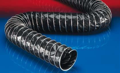 Hadice na horký vzduch, hadice odolné vysokým teplotám CP PTFE/HYP-INOX 47 EC Flex AS Ex EL +15% 1 Elektricky vodivá hadice ze svorkového profilu, dvojvrstvá, vysoká odolnost na chemikálie (do +170