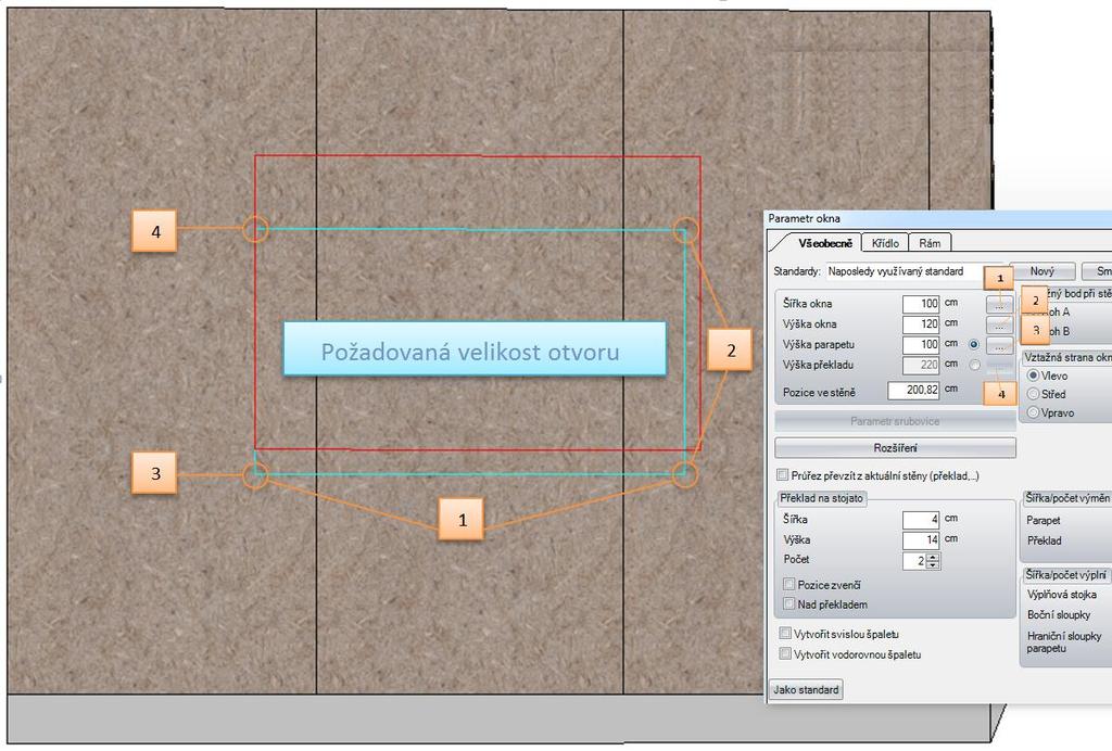 Přenos výšky stěny ze 3D náhledu Tuto funkci najdete v levé liště pod Stěna / Přizpůsobit stěnu střeše Tato nová funkce se nachází v dialogu