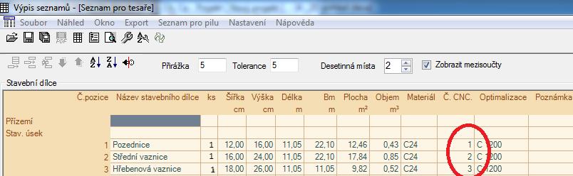 nyní možné rozdělit dle toho, do jakých pater a stavebních úseků patří.