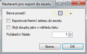 Uživatelem definovaná nastavení pro export do excelu Zde je možné upravit export do excelu podle Vašich