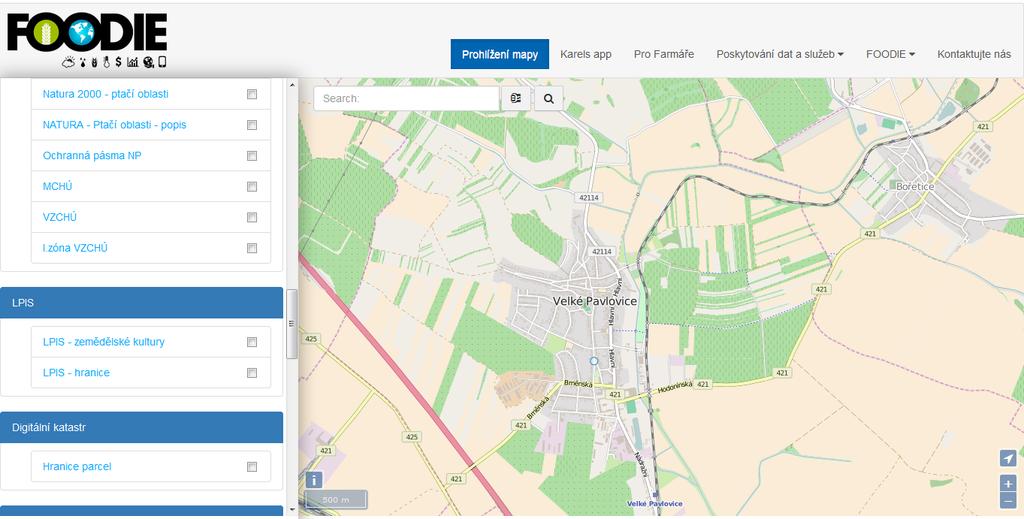Podkladová mapa OpenStreetMap využito také jako