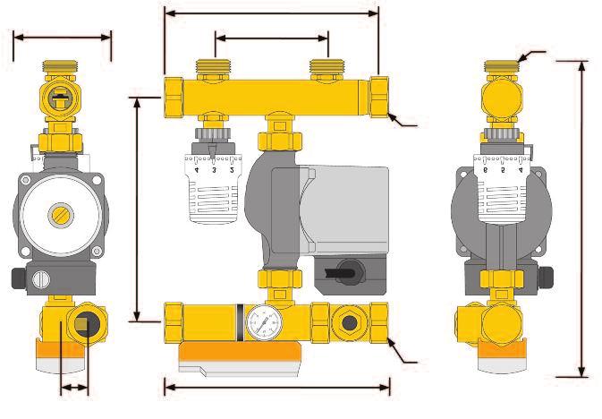 Mísící sada FRG 3015-F(W) se vstřikovacím ventilem a termostatickou hlavicí (varianta W s 3-bodovým pohonem 230 V) Ideální pro kombinaci s kondenzačními kotli 25 192 1 UM 210 308 1 UM 110 109 178 1