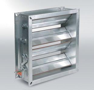 uzavření proudu vzduchu ovládání ruční nebo servopohonem rozměr klapky od 200 200 mm do 2 000 1 600 mm s přírubou pro připojení na potrubí vyrobena z pozinkovaného plechu šíře listu 100 mm možné