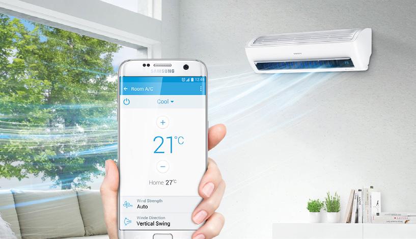 5 Smart Home Klimatizace Samsung umožňují Wi-Fi ovládání využívající Smart Home App na Vašem Smartphonu.