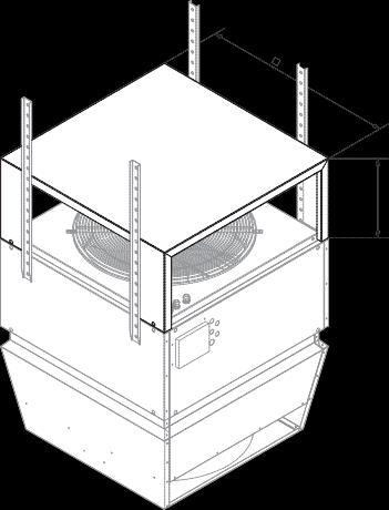H B 4 Skříň plochého filtru 6 Tlumič hluku recirkulace Skříň plochého filtru lze nainstalovat za účelem filtrování recirkulovaného vzduchu. Lze do ní instalovat 4 skládané vložkové filtry třídy G4.