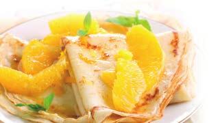 Crêpes opan Galettes Pohánkové crêpes Crêpes Suzette 100 g pohánkovej múky - celozrnnej ½ ČL soli 1 vajce 300 ml mlieka 40 g masla 1.