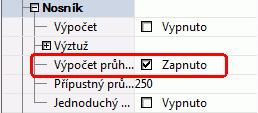 uživatelsky definovanou výztuž. Krok 3 => Nový statický výpočet, zohledňující hodnoty momentu setrvačnosti průřezu oslabeného trhlinou.