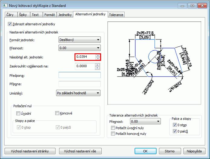 Pro násobitel jednotek a toleranci jsou povoleny hodnoty menší než 0.1.