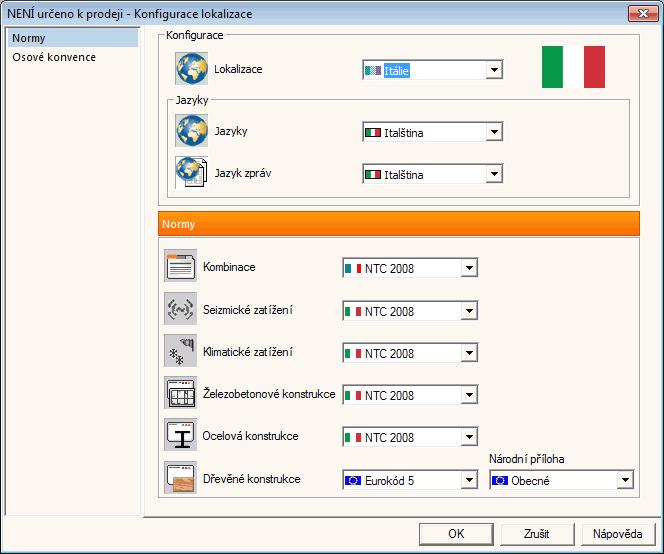 Lokalizace: Italské normy NTC2008 Advance Design 2015 nyní obsahuje taky Italské normy NTC 2008 pro: Automatické generování kombinací zatěžovacích stavů Seizmické zatížení Klimatické zatížení (vítr a
