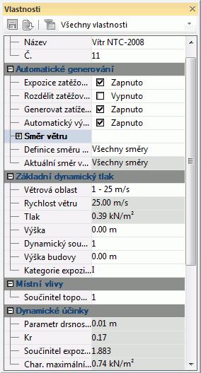 klimatických zatížení v Advance Design 2015 nyní splňuje požadavky normy NTC 2008 ohledně zatížení větrem.