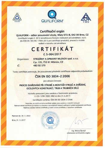 požadavky na jakost, ČSN EN 10217-7 Svařované ocelové