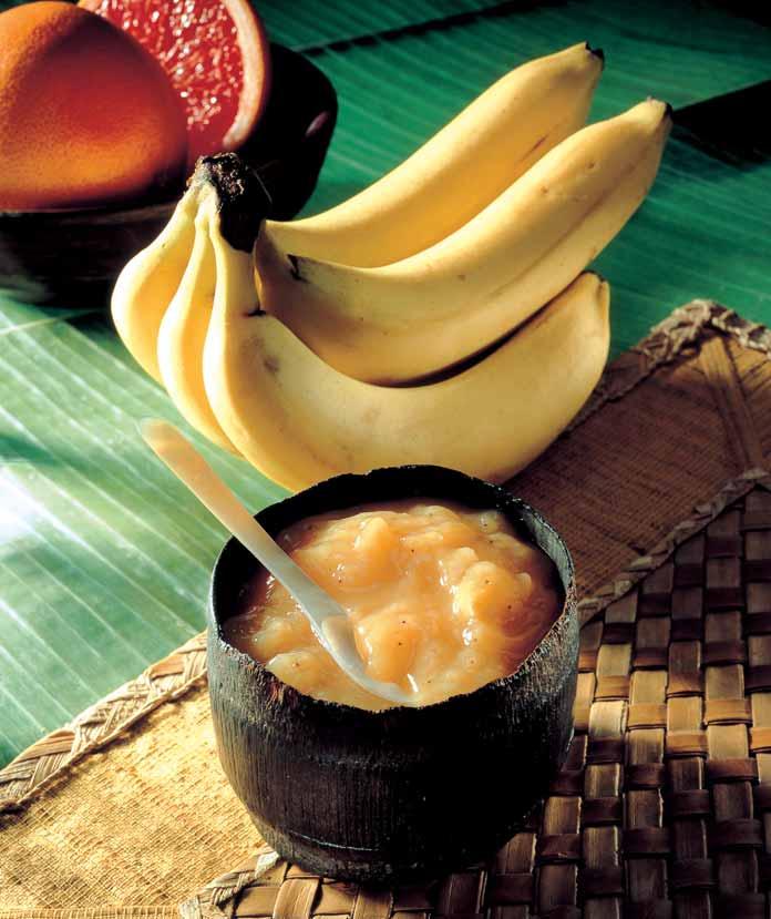 Banánov dïem (na 4 poháre po 350 ml) 850 g banánov Èava z 1 grapefruitu (asi 150 ml) 1/8 l vody 1 bal.