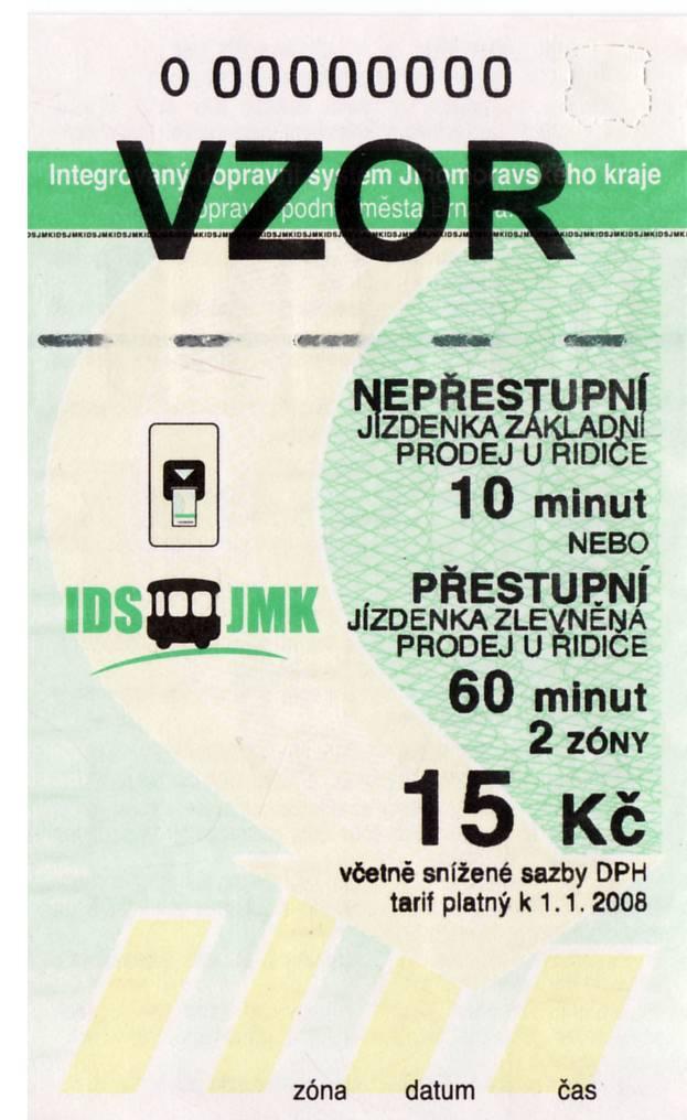 Ochranné prvky jízdenky prodávané v přímém prodeji Unikátní evidenční