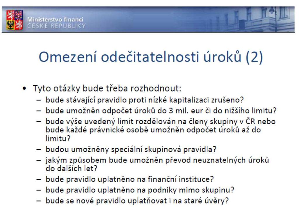 Mezinárodní prostředí EU Anti Tax Avoidance Package daňová uznatelnost výpůjčních nákladů IFA, 28. února 2017 14.3.