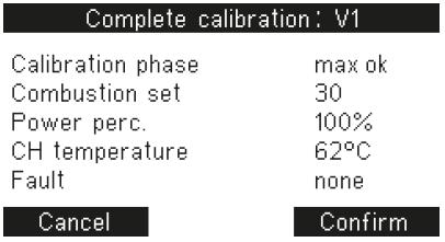 Seřízení spalování kalibrace zařízení RC21.15 5) Ukončení kalibrace při max.