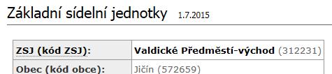 Jak vyhledat konkrétní ZSJ parcela ZÁVĚR: Jde o ZSJ Valdické předměstí východ, kód 312231.