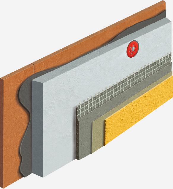 Difúzně uzavřená konstrukce obvodové stěny Pro lepení obou typů izolantu je možné použít disperzní lepicí hmotu weberdispersionskleber nebo cementovou lepicí hmotu určenou na dřevěné podklady