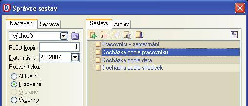 28 Vazby Docházka je provázána na agendu Personalistika, odkud pøebíráme zamìstnance a jejich èasy pøíchodù a odchodù.