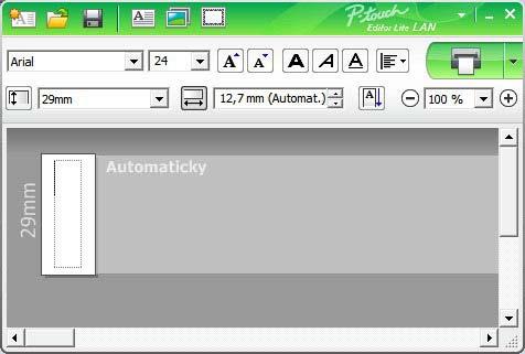 Jak používat aplikaci P-touch Editor Lite (pouze systém Windows ) 3 3 Zobrazení štítku Zobrazení Funkce Toto zobrazení štítku se objeví po spuštění programu.