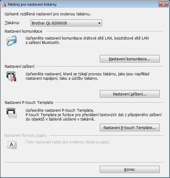 Změna nastavení tiskárny štítků Použití Nástroje pro nastavení tiskárny pro systém Windows 4 a Připojte tiskárnu, kterou chcete konfigurovat, k počítači. b Spusťte Nástroj pro nastavení tiskárny.