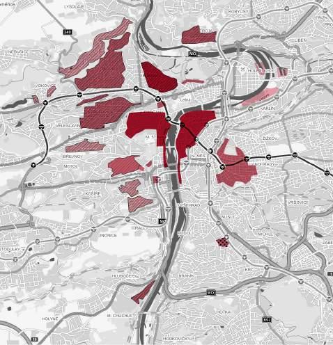 GRAF Oblasti luxusního segmentu v Praze a jejich cenová úroveň. Zdroj: Lexxus 39 ulice).