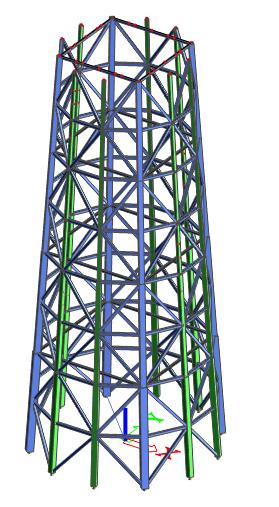 Plášť rozhledny na tyto síly není navržen, jednotlivé prvky jsou k nosným sloupům připevněny dvojicí vrutů o rozměru 6,0 x 100 mm a zapuštěním.