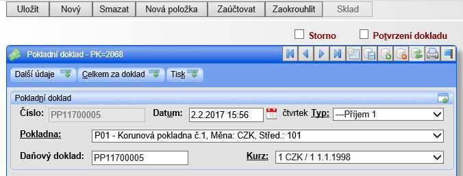 Odeslání PD do EET Vlastní odeslání PD do elektronické evidence tržeb je složeno ze dvou kroků. První krokem je potvrzení odeslání, které je vyvoláno zaškrtnutím boxu Potvrzení dokladu.