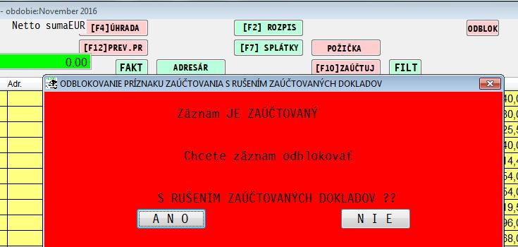 tlačidlo MAZ.Ú a potvrďte.