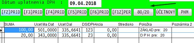 Kliknite do políčka Nastavenia DS pre 80/20: Zadáme požadované